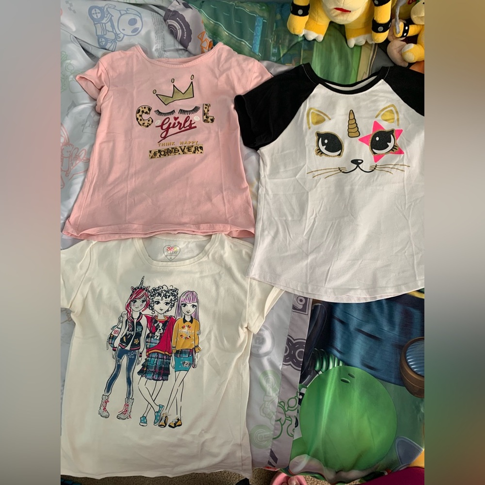 3 cat shirts for little girls.
